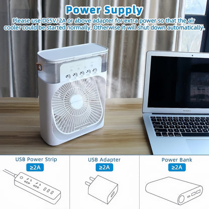 Portable Air Cooler Fan with Humidifier & USB Charging
