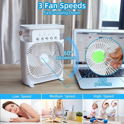 Portable Air Cooler Fan with Humidifier & USB Charging